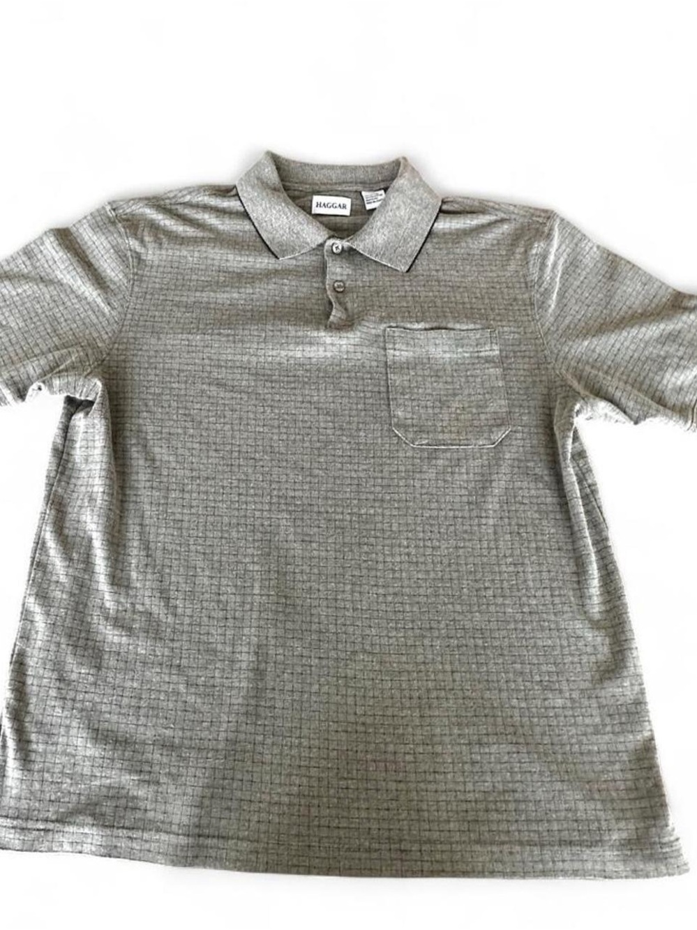 Haggar Men's Light Gray Short Sleeve Polo with Chest Pocket